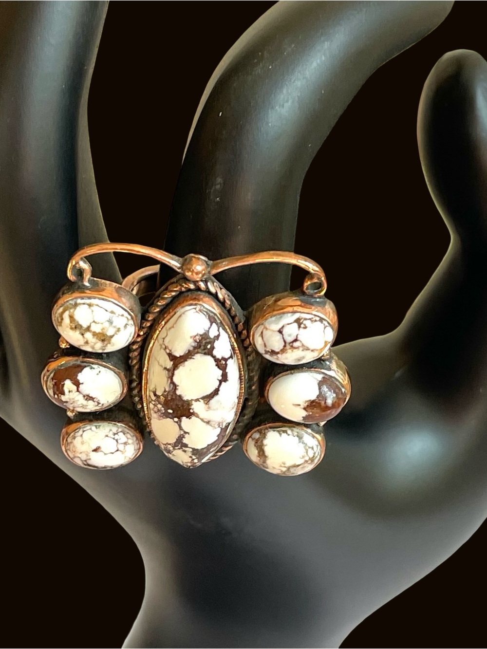 Wild Horse Jasper And Copper Adjustable Ring - Picture 8 of 8